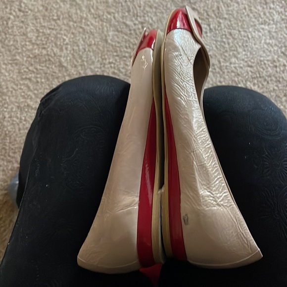 Sesto Meucci Italian vintage flats size 6 1/2 7 6.5 patent red beige Jackie O - Picture 11 of 11